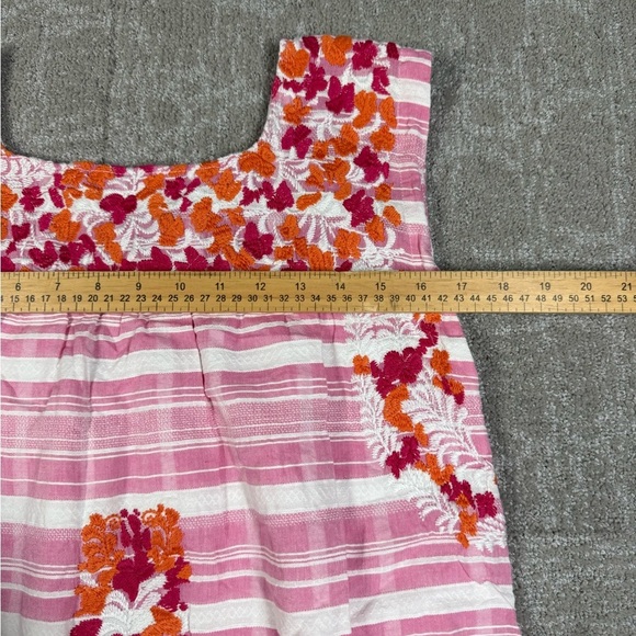 J. Marie Pink Embroidered Mini Sleeveless Pink Striped Dress Size Small - Picture 4 of 8